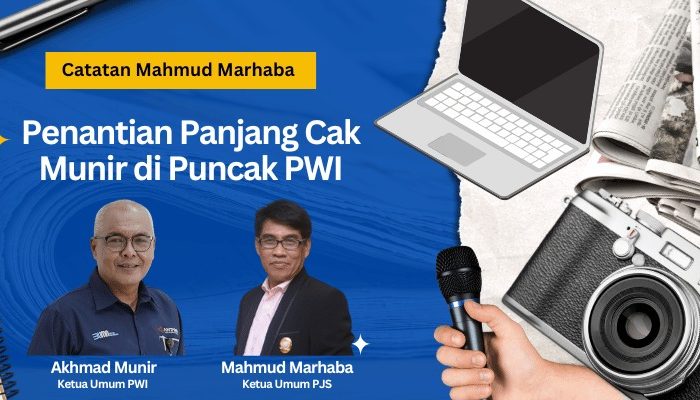 Caption: Akhmad Munir Ketum PWI Terpilih periode 2025-2030 bersama Ketum DPP PJS Mahmud Marhaba.